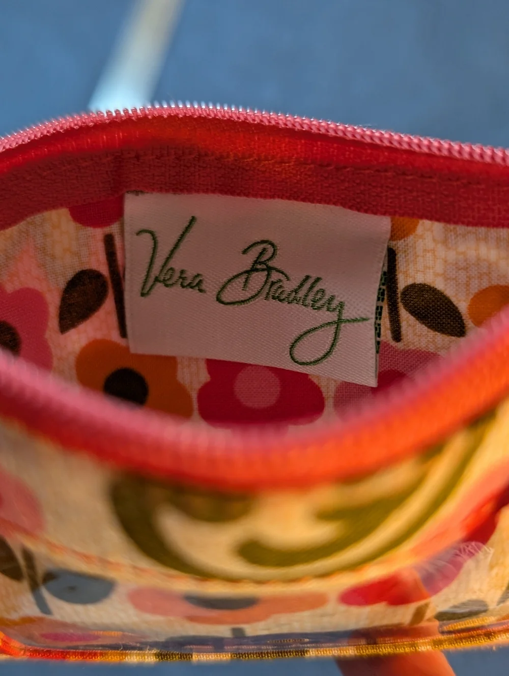 Vera Bradley Floral ID Holder Keychain Wallet Zip Coin Pouch Card Case Compact - Picture 5 of 7